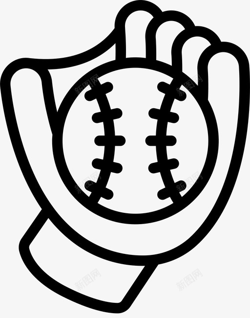 棒球手套棒球56线状svg_新图网 https://ixintu.com 棒球 手套 线状