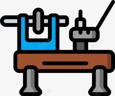 车床古董线性颜色图标