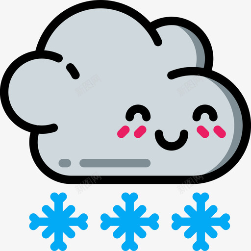 雪可爱的天气直线的颜色svg_新图网 https://ixintu.com 可爱 爱的 天气 直线 颜色