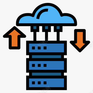 服务器数据传输6线性颜色图标