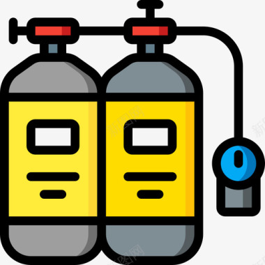 氧气罐潜水42线性颜色图标
