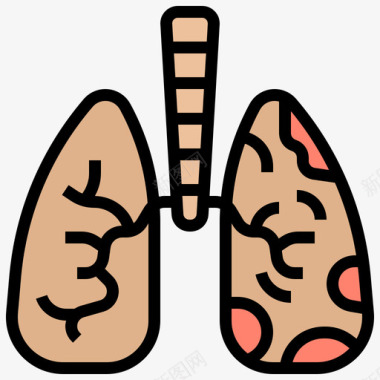 肺空气污染5线状颜色图标