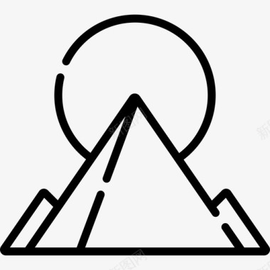 金字塔地标和纪念碑30座直线形图标