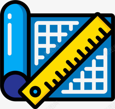 平面图大地测量和测量线颜色图标