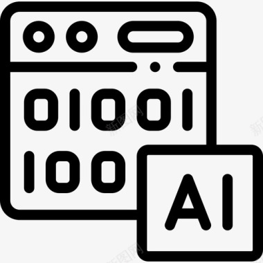 二进制代码人工智能110线性图标