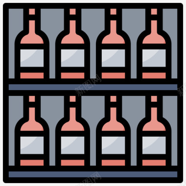 葡萄酒架葡萄酒17线性颜色图标