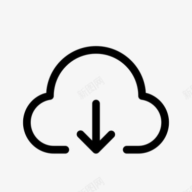 云下载存储瘦轮廓基本用户界面图标
