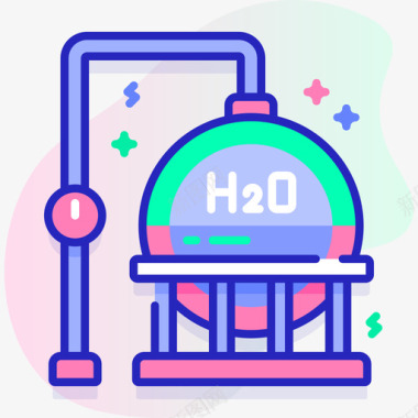H2o可持续能源46线性颜色图标