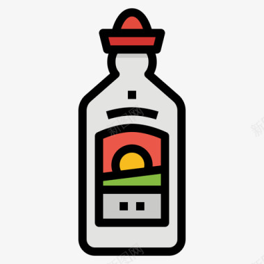 龙舌兰酒88号酒吧线形颜色图标