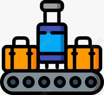 传送带行李4线性颜色图标