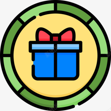礼品奖励和徽章9线性颜色图标