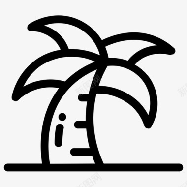棕榈树海滩夏季图标