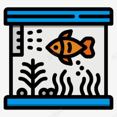 鱼缸宠物店96线性颜色图标
