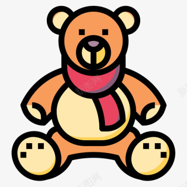 泰迪熊玩具45线性颜色图标