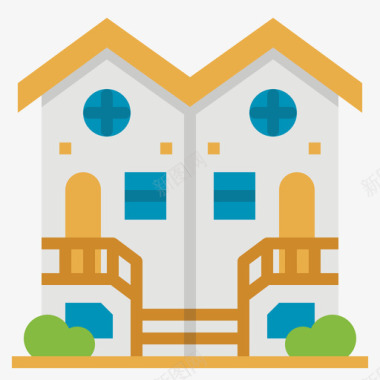 联排别墅房地产和物业3公寓图标