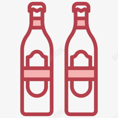 啤酒瓶81号酒吧红色图标