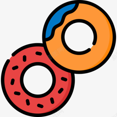 甜甜圈夏季食品和饮料12线性颜色图标