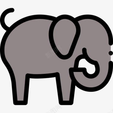 大象动物和自然公园1线性颜色图标