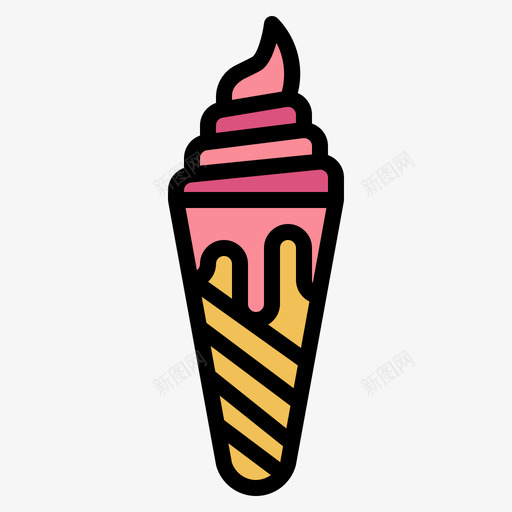 冰淇淋冰淇淋40线性颜色svg_新图网 https://ixintu.com 冰淇淋 线性 颜色