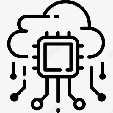 云计算人工智能103线性图标