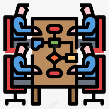 计划商务会议14线颜色图标