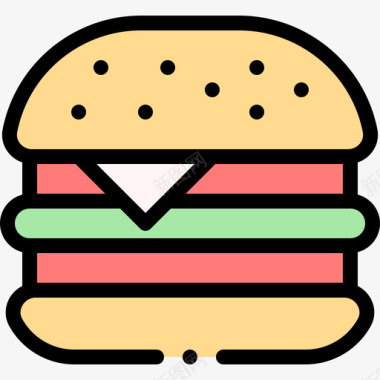 汉堡包instagram重点报道食品1线性颜色图标