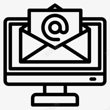 电子邮件计算机应用程序1线性图标