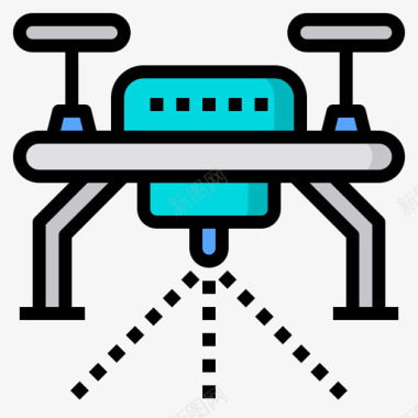 无人机农业智能2线性颜色图标