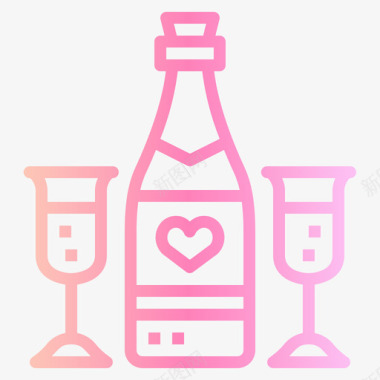 香槟爱情和情人节4渐变色图标