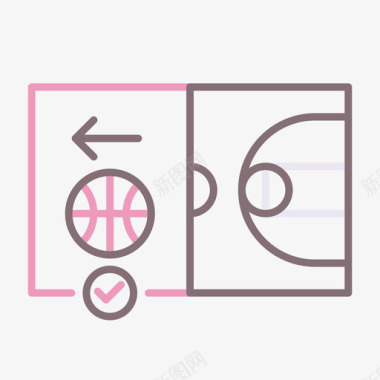 篮球场篮球58线颜色图标