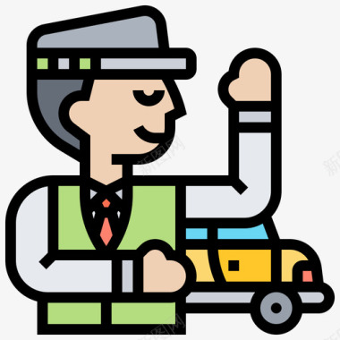 出租车职业男性4线性颜色图标