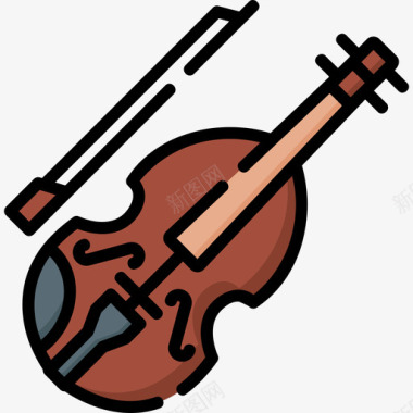 小提琴乐器60线颜色图标