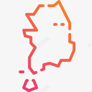 地图韩国线性梯度图标