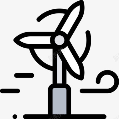 风能可持续能源53线性颜色图标
