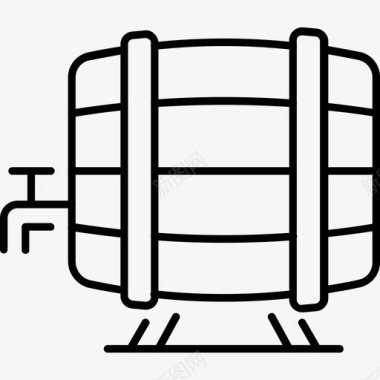 木制酒桶秋天啤酒图标