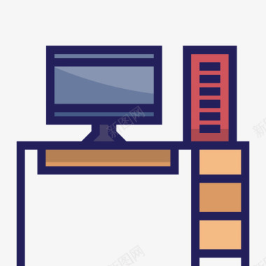台式电脑家用家具16线性颜色图标