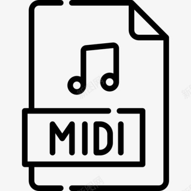 Midi音频和视频28线性图标