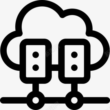 云服务器远程办公1线性图标