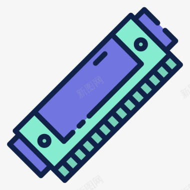 口琴乐器18线色图标