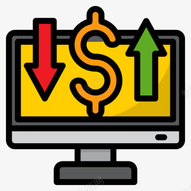 监视器财务169线性颜色图标