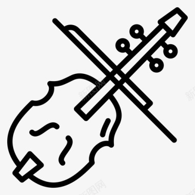 小提琴乐器16线状图标