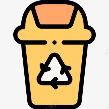 垃圾桶公共服务19线性颜色图标