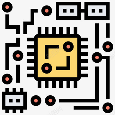 电路板机器人工程12线性颜色图标