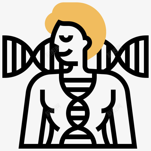 Dna链生物特征8黄色阴影svg_新图网 https://ixintu.com Dna 生物 特征 黄色 阴影