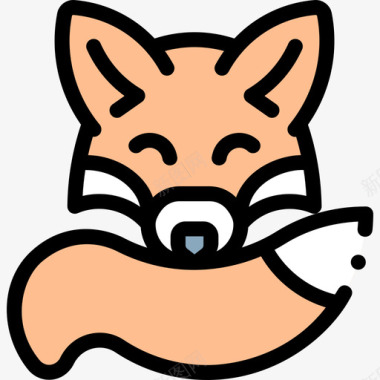 狐狸野生动物46线形颜色图标