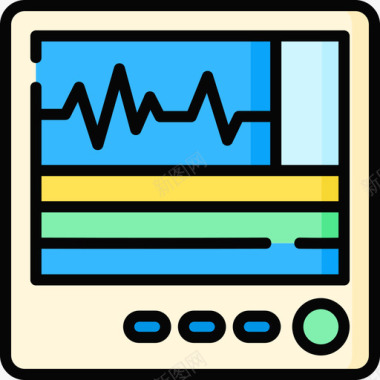 心电图监护仪紧急情况45线性彩色图标