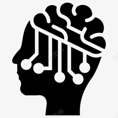 数字大脑技术人工智能大脑电路图标