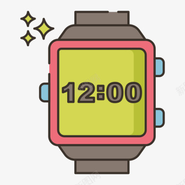 数字手表80年代怀旧1线性颜色图标