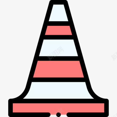 交通锥防护安全18线性颜色图标