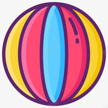 沙滩球热带54线性颜色图标